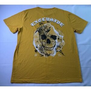 Taco Tuesday Mens Graphic Tee Exclusive Skull Print Mustard Yellow Size‎ L
